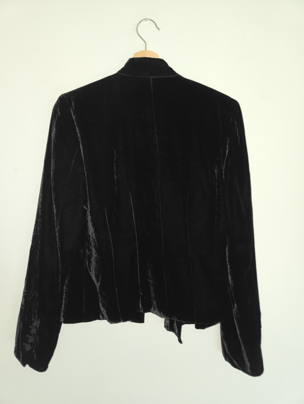 Vintage Liz Claiborne Black Silk Velvet Mandarin Collar Blazer Jacket Size 6 90s - Picture 4 of 10